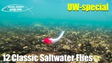 Video thumb for 12 iconic saltwater flies - real swimming action